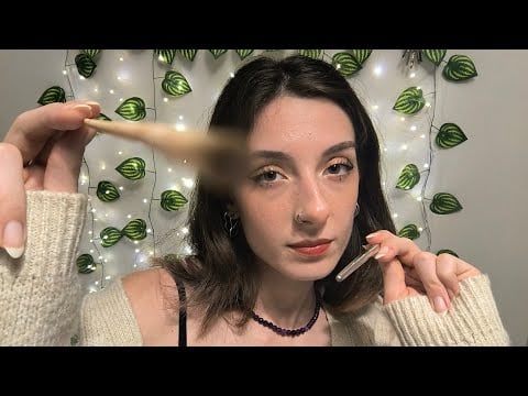 ASMR Tracing Your Face with Different Objects - Doing your Eyebrows - Camera Touching - LoFi