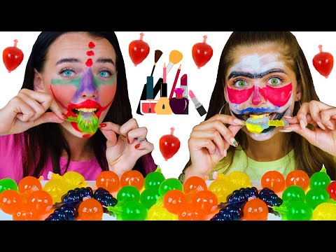 ASMR Tiktok Fruit Jelly Challenge and Beautiful Makeup | EATING SOUNDS LILIBU