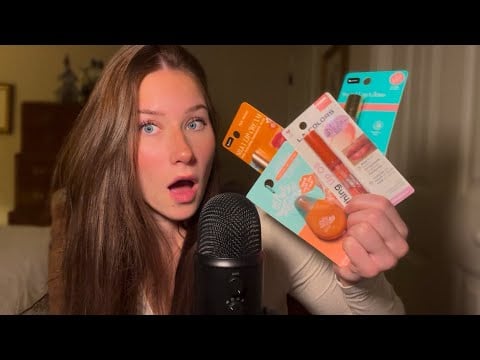 ASMR Trying Dollar Tree Lip Products ✨ | Soft Whispering, Mouth Sounds, Tapping