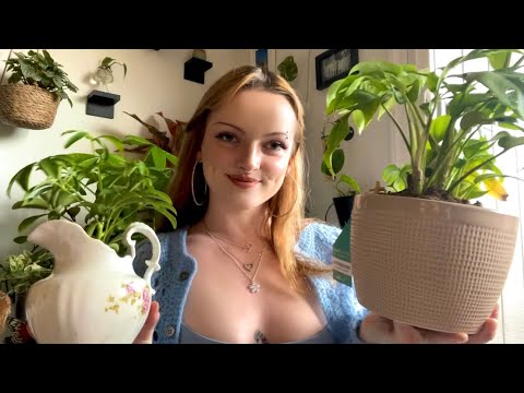 ASMR with My Plants!🌱🌿🪴 (leaf rustling, pot tapping, close whispers)