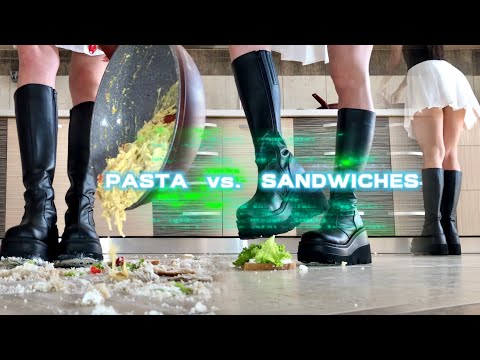 Burger King's Revenge: Pasta vs. Sandwiches! Oddly Satisfying Boots Crushing Food! ASMR