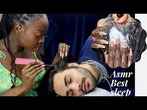 ASMR | SUPER RARE | SLEEPY HAIR PLAY | Male Hair Care | scratching, hair food serum application.