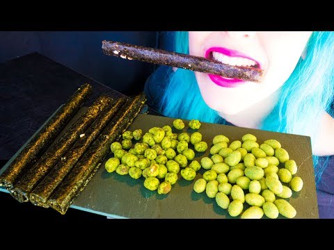 ASMR: Crispy Seaweed Rolls & Spicy Wasabi Peanuts | Thai Snacks ~ Relaxing Eating [No Talking|V] 😻