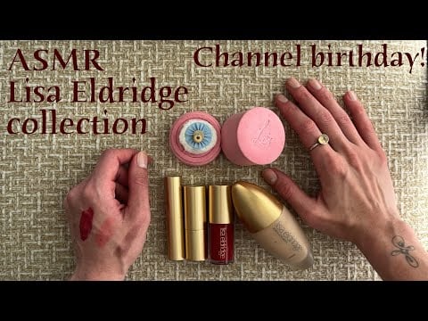 ASMR 🌙 1 year channel birthday! Lisa Eldridge collection - Tapping & demo (no talking)