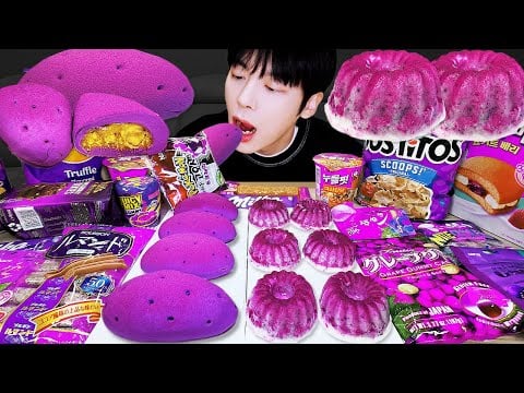 ASMR MUKBANG | 직접 만든 갤럭시 꿀젤리 퍼플 디저트 아이스크림 먹방 & 레시피 DESSERT GALAXY HONEY JELLY CANDY