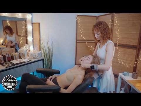 Butterfly Touch ASMR Massage by Barber Lady Angelica for Skinny Girls