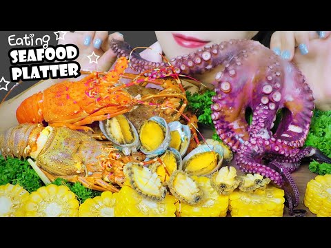 ASMR SEAFOOD PLATTER (ABALONE , LOBSTER  OCOTPUS) | LINH-ASMR