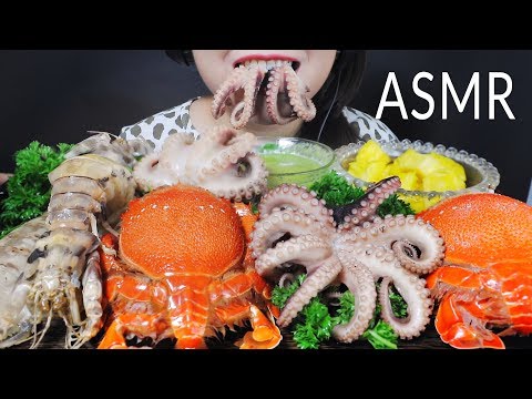 ASMR SEAFOOD PLATTER OCTOPUS VIETNAMESE KING CRAB STRIPED MANTIS SHRIMPS EATING SOUNDS |LINH-ASMR 먹방