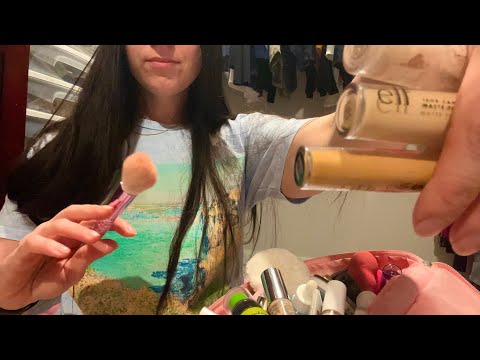 ASMR Doing Your Summer Makeup | rummaging, brushing, camera touching, makeup sounds