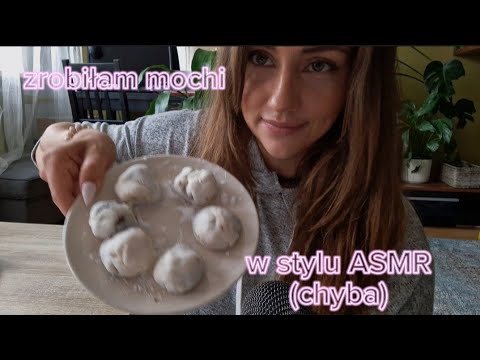 ASMR PL (?) Ej! Chodź, bo robię mochi i na końcu je jem (TW) 🍡🫖 whisper+soft spoken+lots of sounds