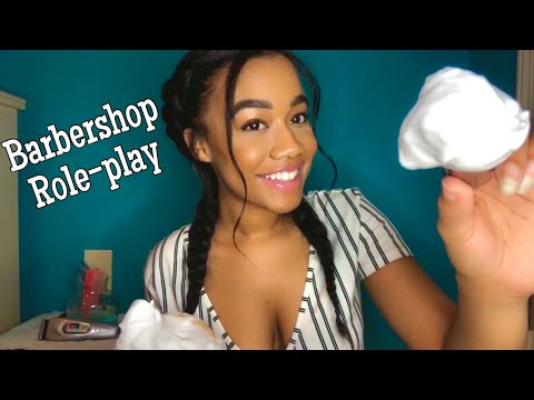 ASMR Role-play Female Barber Shaves Your Beard (ASMR soft speaking voice)