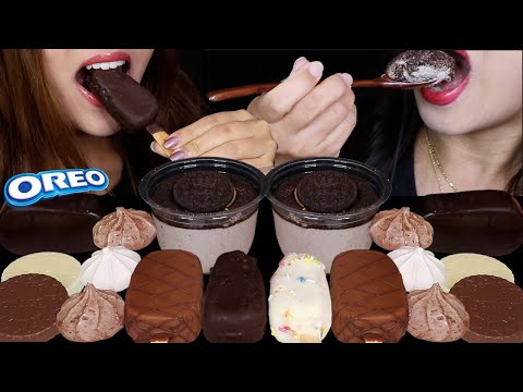 ASMR JUMBO OREO MOUSSE CAKE CUPS, BIRTHDAY CAKE + CHOCOLATE CAKE BARS, MERINGUES, MARSHMALLOW 먹방