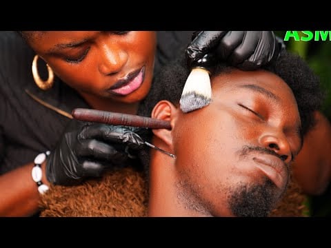 ASMR✨no gum relaxing face massage, nose trimming, beard scratching, ingrown beard pulling,DEEP SLEEP