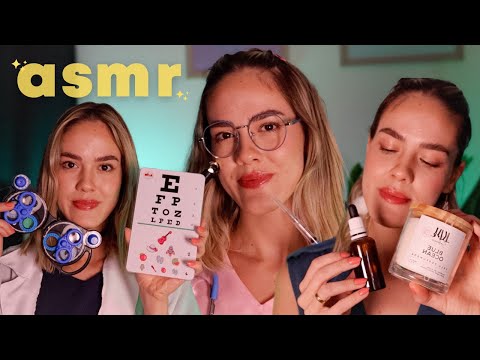 ASMR 3 ROLEPLAYS EM 28 MINUTOS | Clinica geral, clínica do sono e oftalmologista 👩🏼‍⚕️ Doctor RP