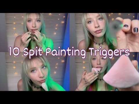 ASMR | 10 Spit Painting Triggers in 10 Minutes 👅💦