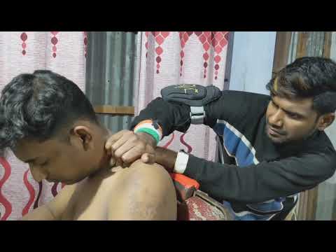 Neck pain relief | Head Neck & body massage with neck cracking asmr massage by street barber
