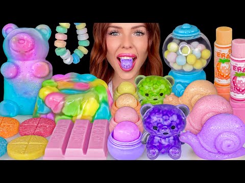 ASMR MUKBANG, Easter Eggs, Lucky Charms Marshmallow Jello Cake, Giant Gummy Bear, Pastel Food 먹방