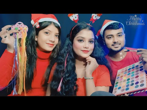 ASMR | My Makeup Artists Doing My Christmas Party Makeup And My Hairdresser Doing My Hairstyle | 🎄💄