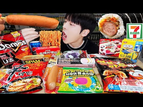ASMR MUKBANG | 편의점 직접 만든 불닭볶음면 짜파게티 김밥 디저트 먹방 & 레시피 FIRE NOODLES HOTDOG EATING