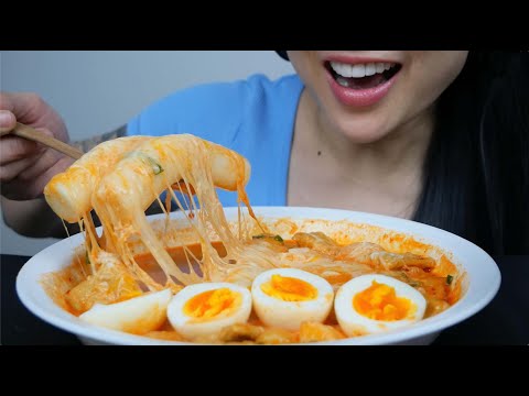 KOREAN CHEESY GIANT RICE CAKES  (ASMR EATING SOUNDS) NO TALKING | SAS-ASMR