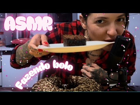 ASMR | Fazendo um bolo para comemorar 100 inscritos 🎉 | asmr para não dormir (bem caseiro) 