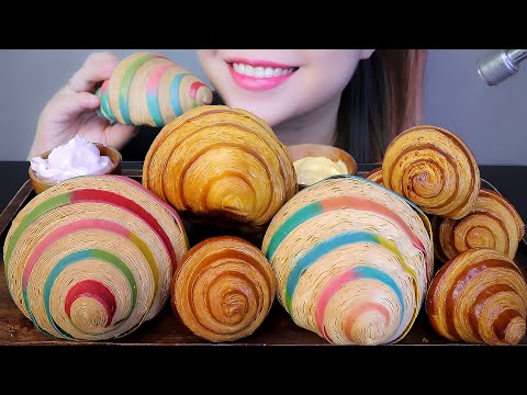 ASMR EATING CROISSANT CAKE EATING SOUNDS| LINH-ASMR