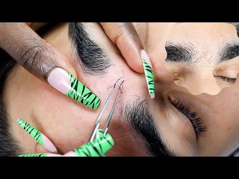 ASMR | Super Upclose Eyebrow picking | tweezing| trimming | massage for a restful sleep 💆🏻‍♂️😴