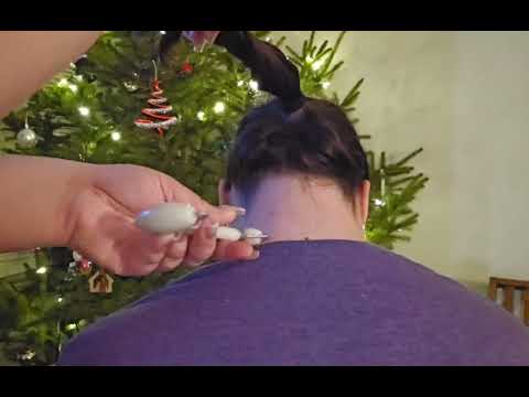 🎁 Ponytail ASMR - Back & Neck Massage - ft. New Tools From Christmas (Soft Spoken Whispers) 🎁