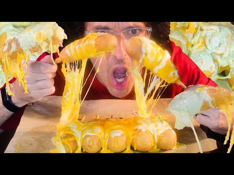 ASMR CHEESY CORN DOGS Mukbang *NO TALKING Eating Sounds * | Nomnomsammieboy