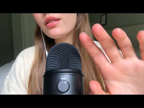 ASMR hand movements/visuals, tongue clicking, & close up word repetition