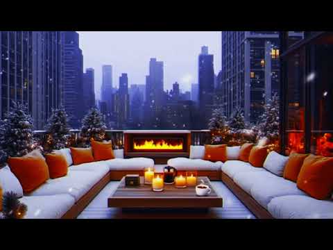 Cozy Relaxing Snow Winter Ambience With Soothing Jazz Music Sounds to Relax in the City