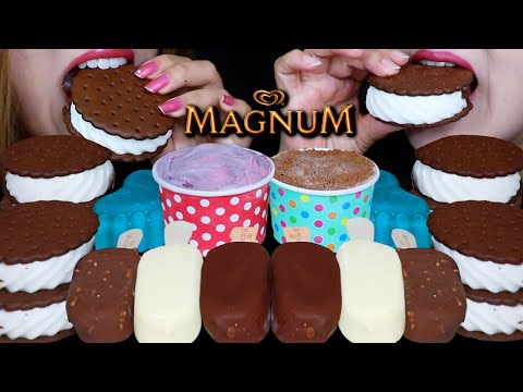 ASMR ICE CREAM PARTY! MINI MAGNUM ICE CREAM BARS, ICE CREAM SANDWICHES, BLUE RASPBERRY FOOT, SUNDAE