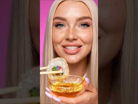 Glass Sushi with Golden Sauce! 🍣✨ASMR Crunch