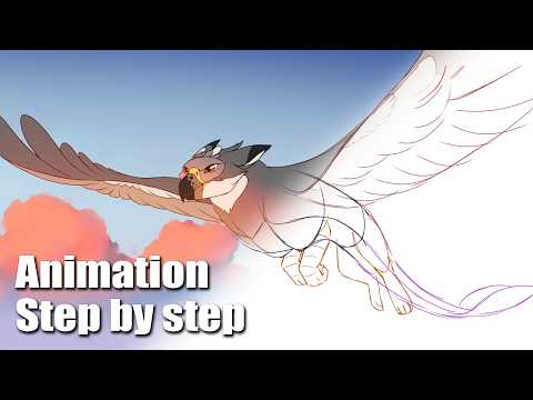 Flying Grpyhon animation step by step