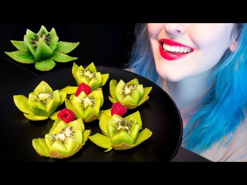 ASMR: Fruity Lotus Flower Kiwis | How to Carve & Enjoy ~ Relaxing Eating Sounds [No Talking|V] 😻