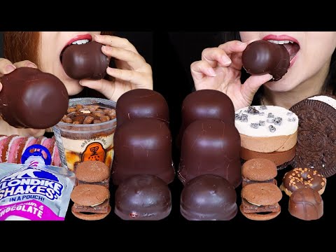 ASMR BROWN SUGAR BOBA ICE CREAM SUNDAE, GIANT CHOCOLATE MARSHMALLOWS, FROZEN CHOCOLATE SHAKE 먹방