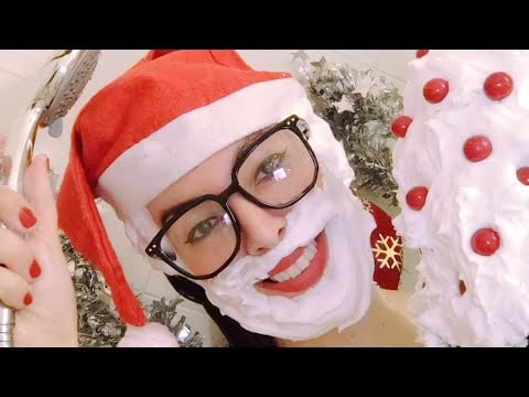 ASMR SHAVING FOAM SANTA CLAUS AND CHRISTMAS TREE