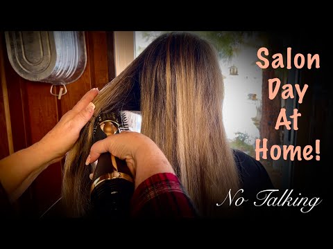 ASMR Doing My Sister's Hair! Full Salon Day at Home! (No talking only)