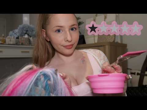 ASMR Roleplay | Worst Rated Hairdresser RUINS Your Hair 💇‍♀️🎨😬 (she’s distracted) 