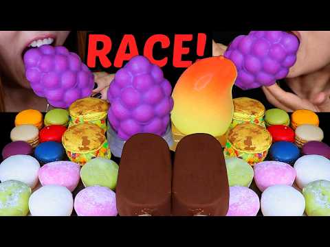 ASMR VIRAL FRUIT ICE CREAM & MOCHI RACE! Behind the scenes VLOG & cooking 먹방