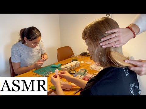 ASMR Relaxing Hair Play & Creative Crafting With Friends 🎨🩷
