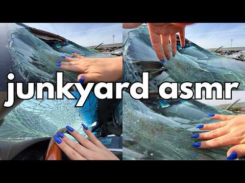 junkyard asmr on wrecked cars - asmr in public