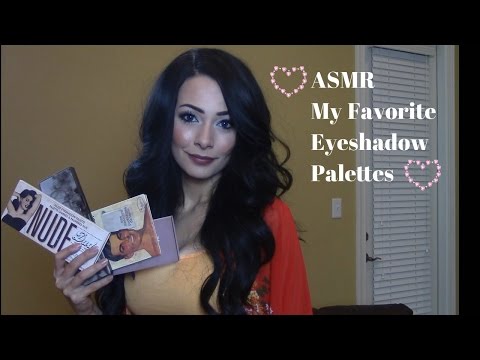 ASMR My Favorite Eyeshadow Palettes + Swatches ( Soft Spoken, Some Nail Tapping)