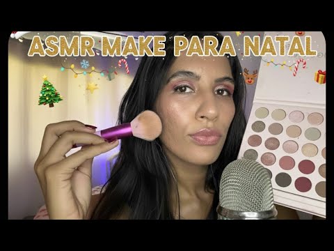 ASMR MAQUIAGEM NATALINA 🌲🎄