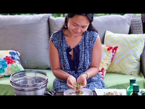 [ASMR] Herbal Medicine Part 2: Mixing and Crushing Herbs with Mortar and Pestle (Nature Rain Sounds)