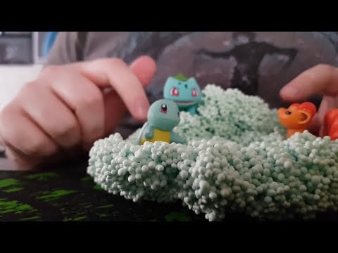 ASMR no talking- Lofi sticky sounds with floam slime and pokemon figures