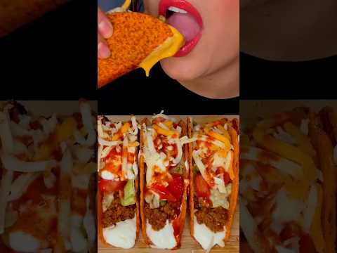 NACHO CHEESE CRUNCHY TACOS #asmr #taco #cheesy #food #mukbang