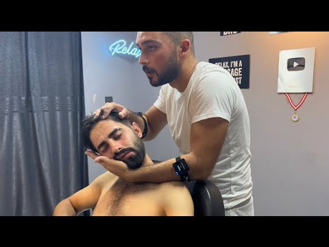 ASMR PERFECT MASSAGE FROM TURKISH BARBER EMİRCAN / FACE AND HEAD MASSAGE TICKLES!!