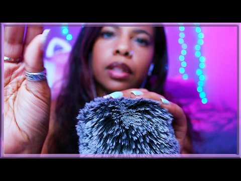 ASMR ✨ FLUFFY MIC SCRATCHING + FACE TOUCHING  For Sleep 💜 (Mic Blowing + Water Sounds, 3 Hours)