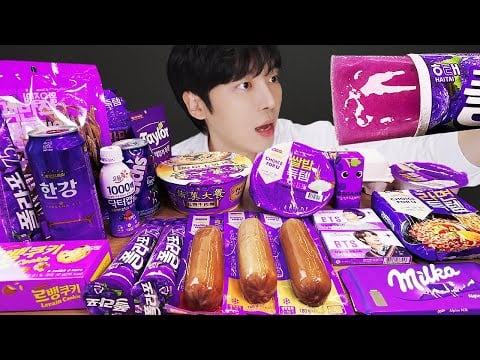 ASMR MUKBANG | 직접 만든 퍼플 디저트 먹방 핫도그 아이스크림 초콜릿 & PURPLE DESSERT JELLY CANDY